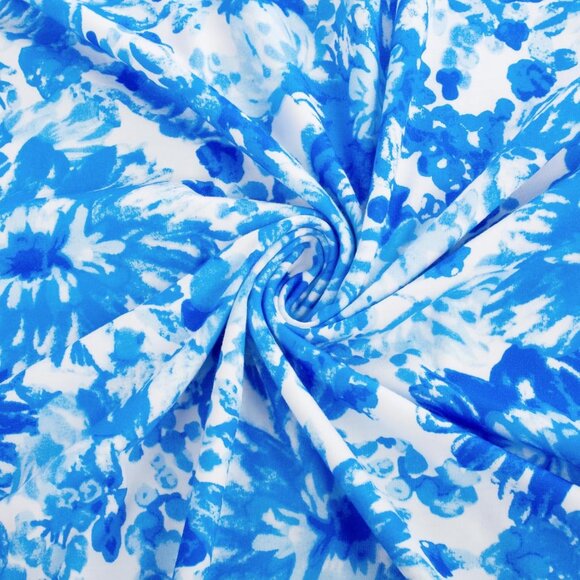 Women's Floral Summer Dress Mesh Waist Flowy A-Line Casual Wedding - Picture 5 of 5